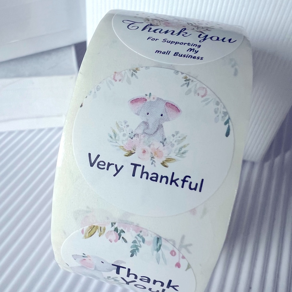 2/25$ 500 pcs 8 Designs Elephant Thank You Stickers 1" inch